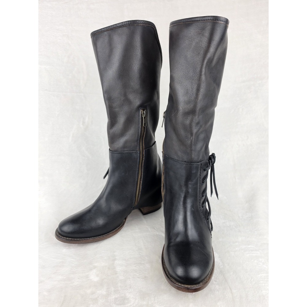 Freebird by Steven Castle Boots Womens 10 Black Leather Lace-Up